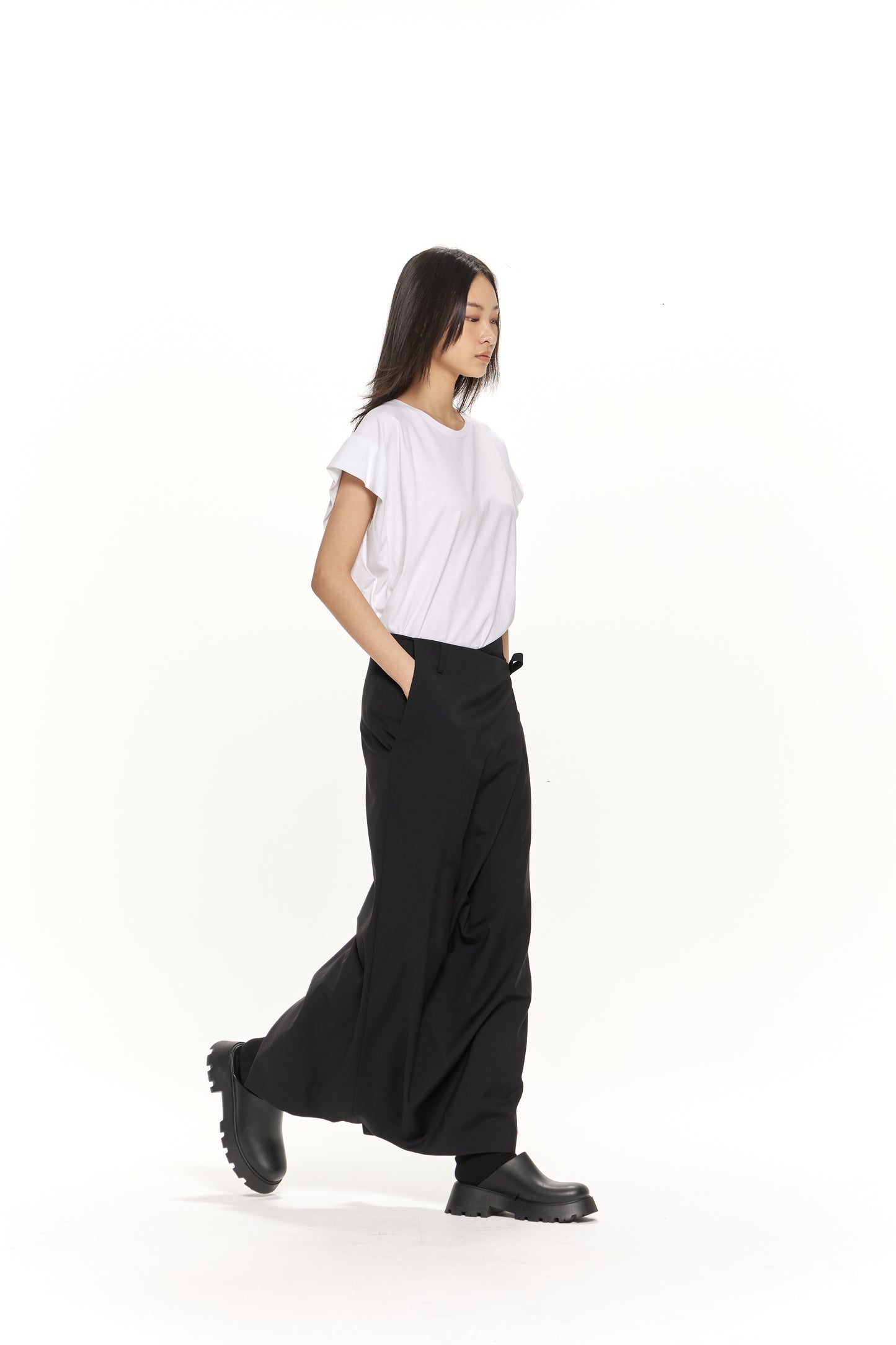 Side strap maxi skirt black
