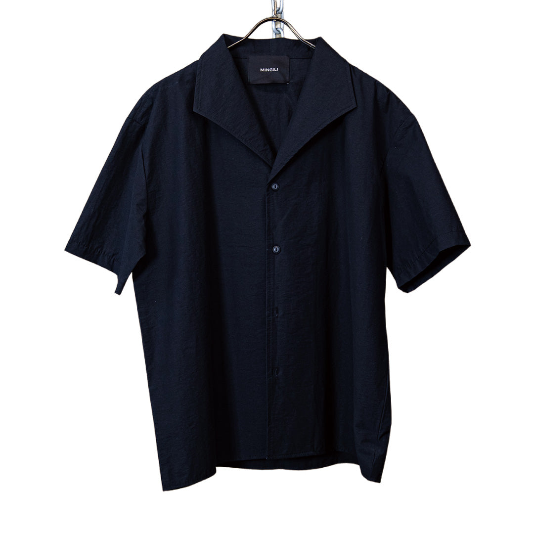 Relaxed open collar shirt black