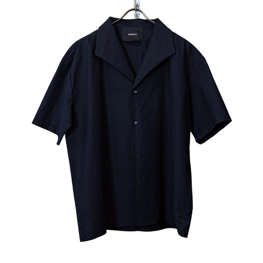 Relaxed open collar shirt black