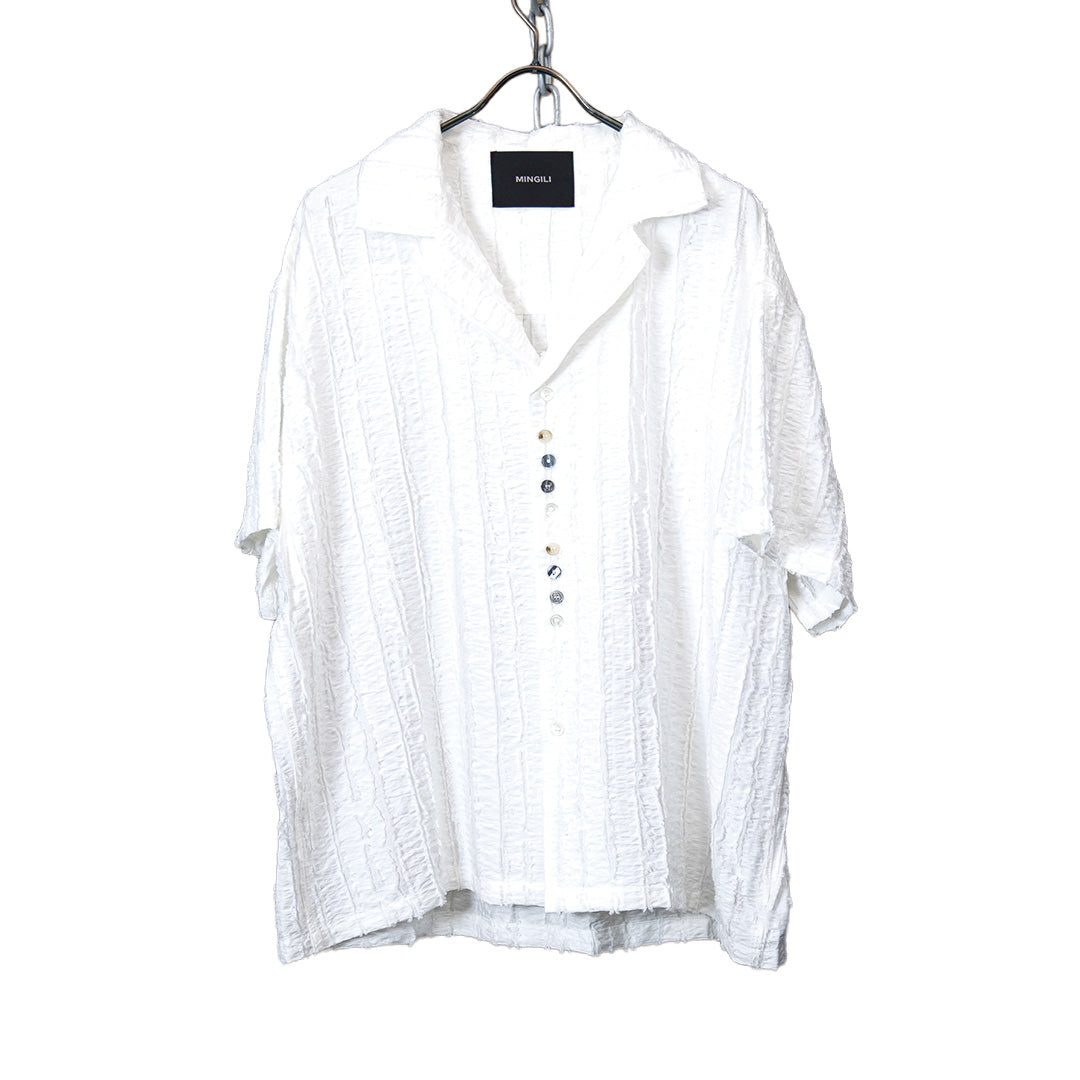 Textured short sleeves shirt white