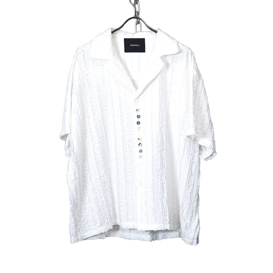 Textured short sleeves shirt white