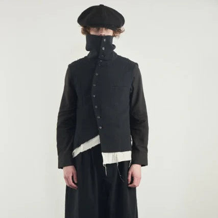 Frayed high-neck vest