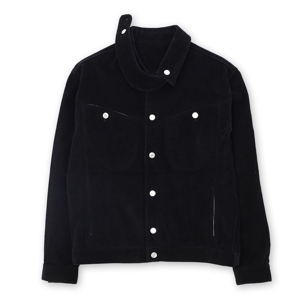 Corduroy panel collar jacket_ver imabalance black