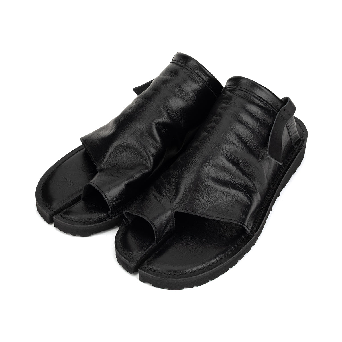 Kunoichi black calf skin sandals