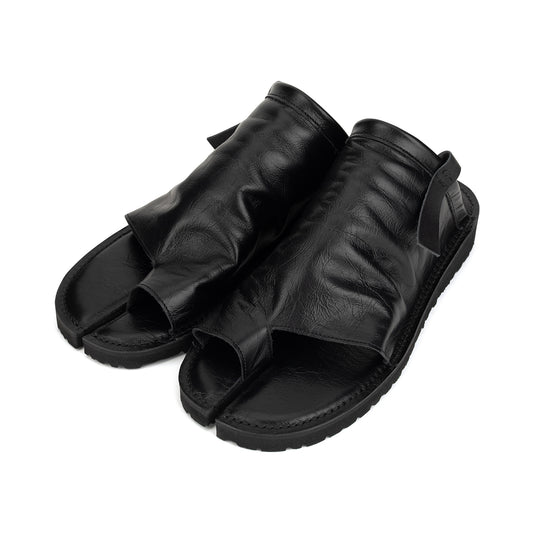 Kunoichi black calf skin sandals