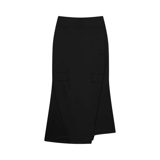 ASYMMETRIC MERMAID JERSEY SKIRT - BLACK