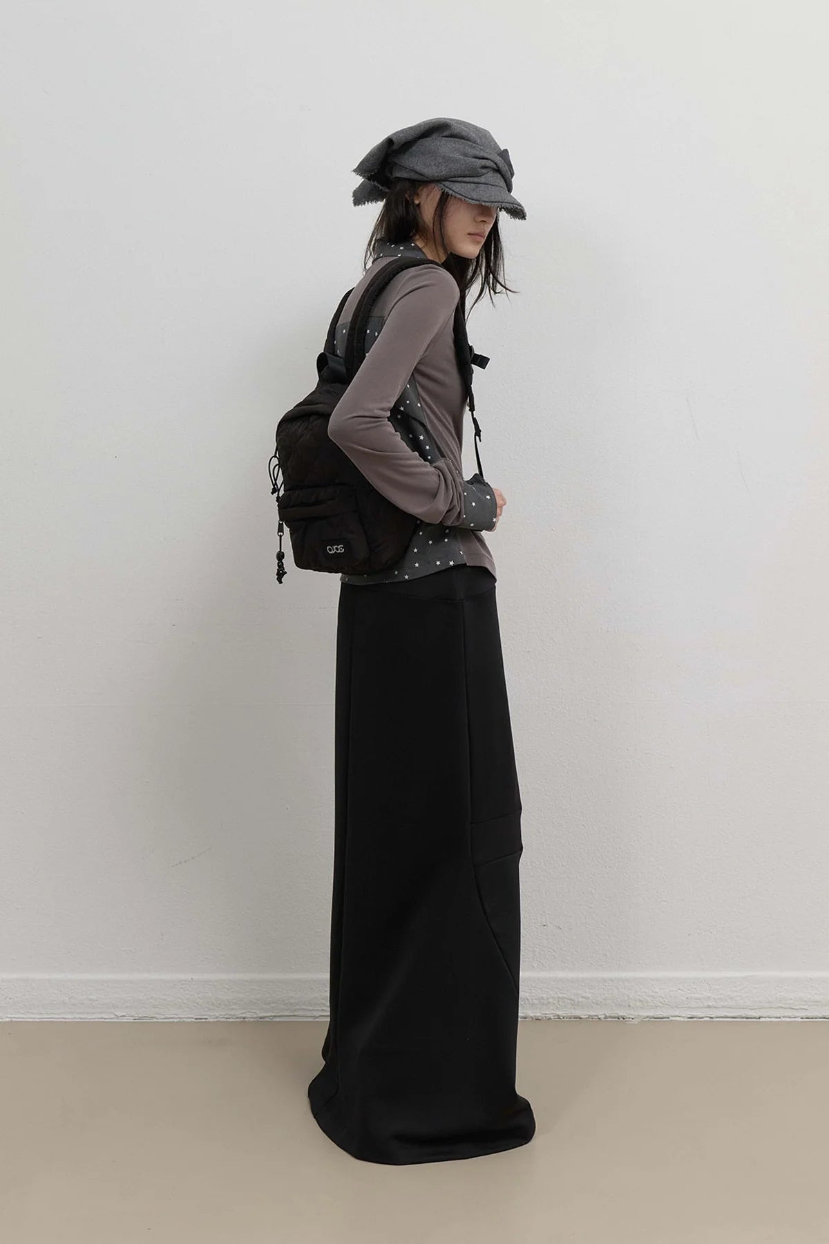 ASYMMETRIC MERMAID JERSEY SKIRT - BLACK