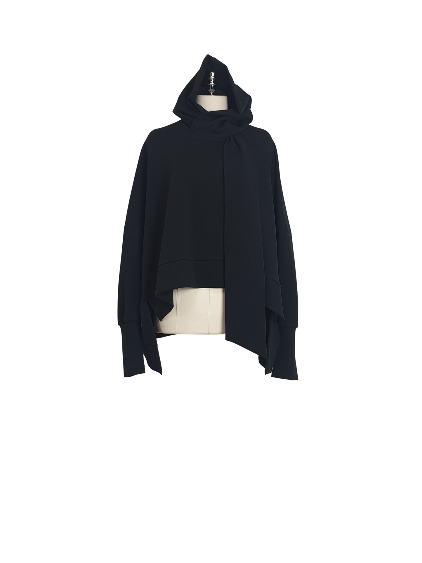 Wide-fit tie hoodie black