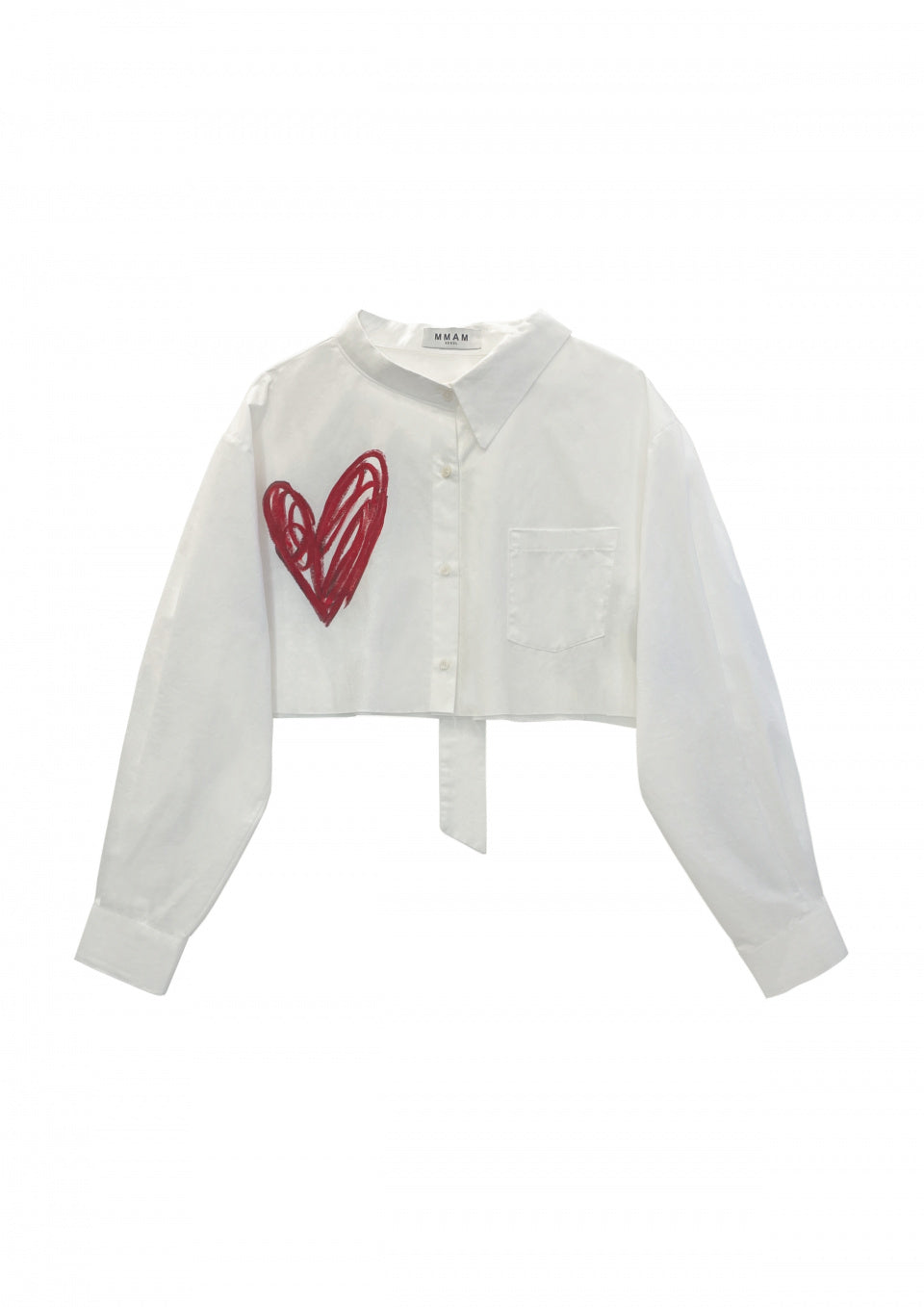 Scribble heart cropped shirt white