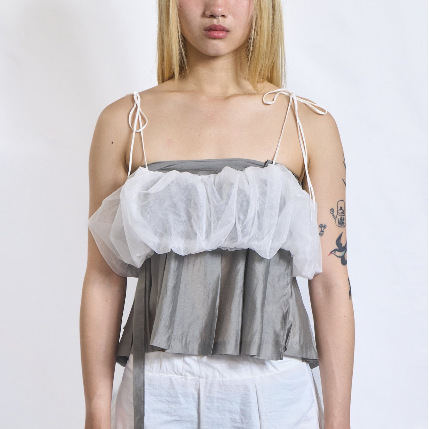 Volume Sheer Organza Crop Top