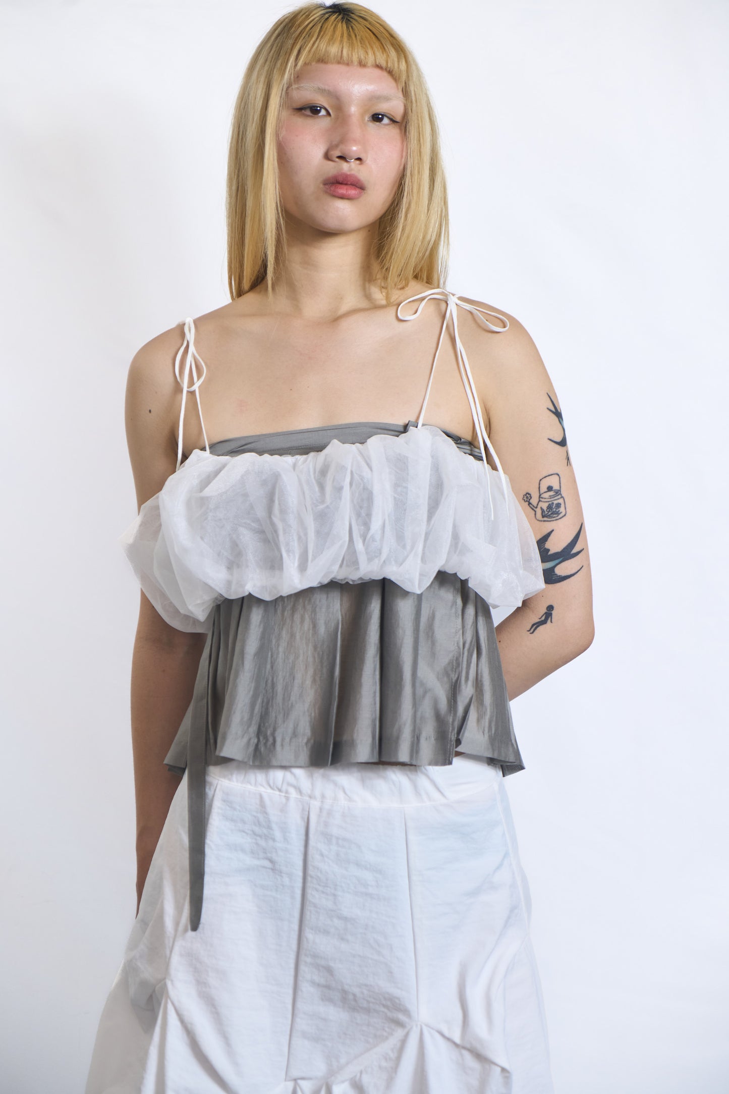 Volume Sheer Organza Crop Top