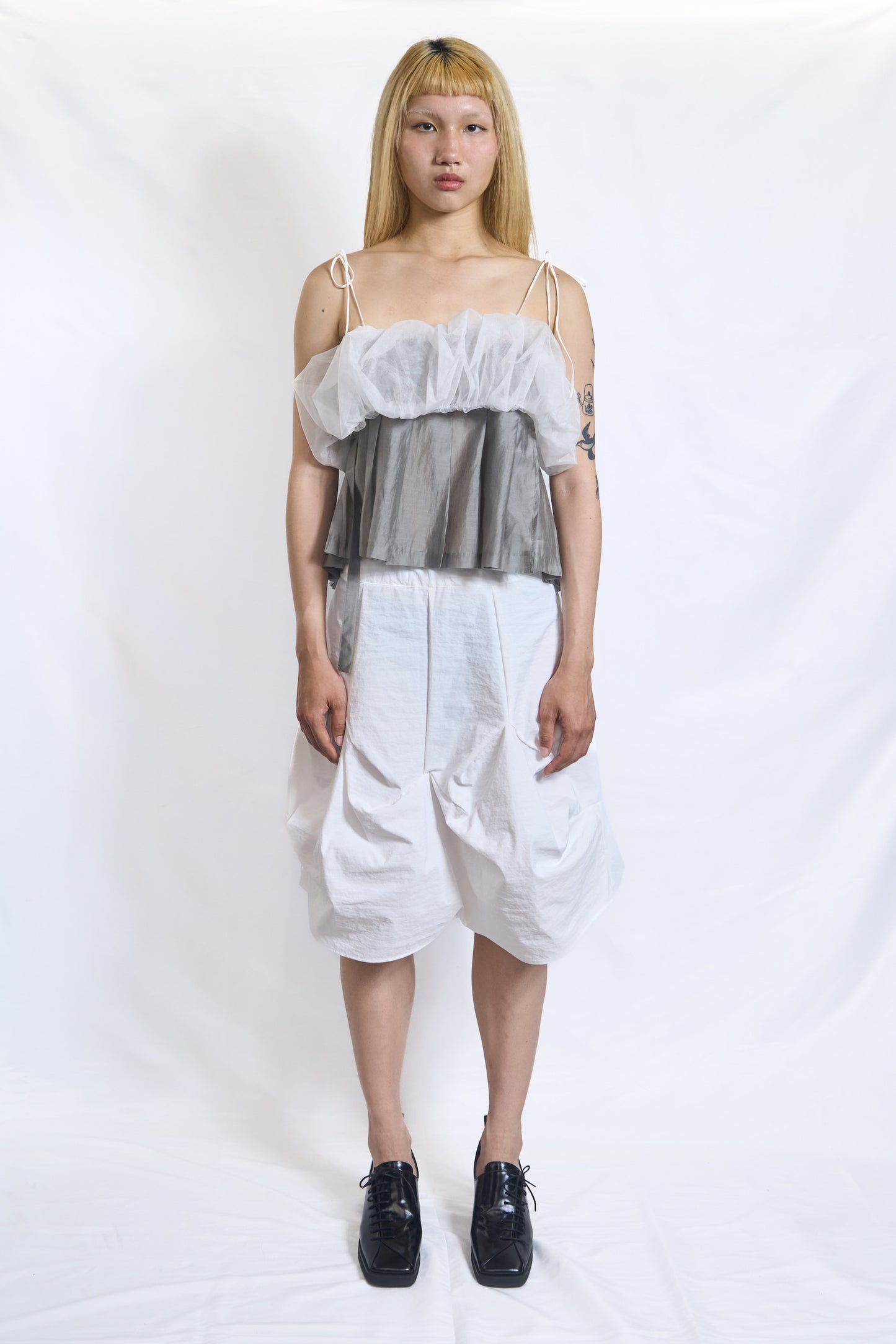 Volume Sheer Organza Crop Top