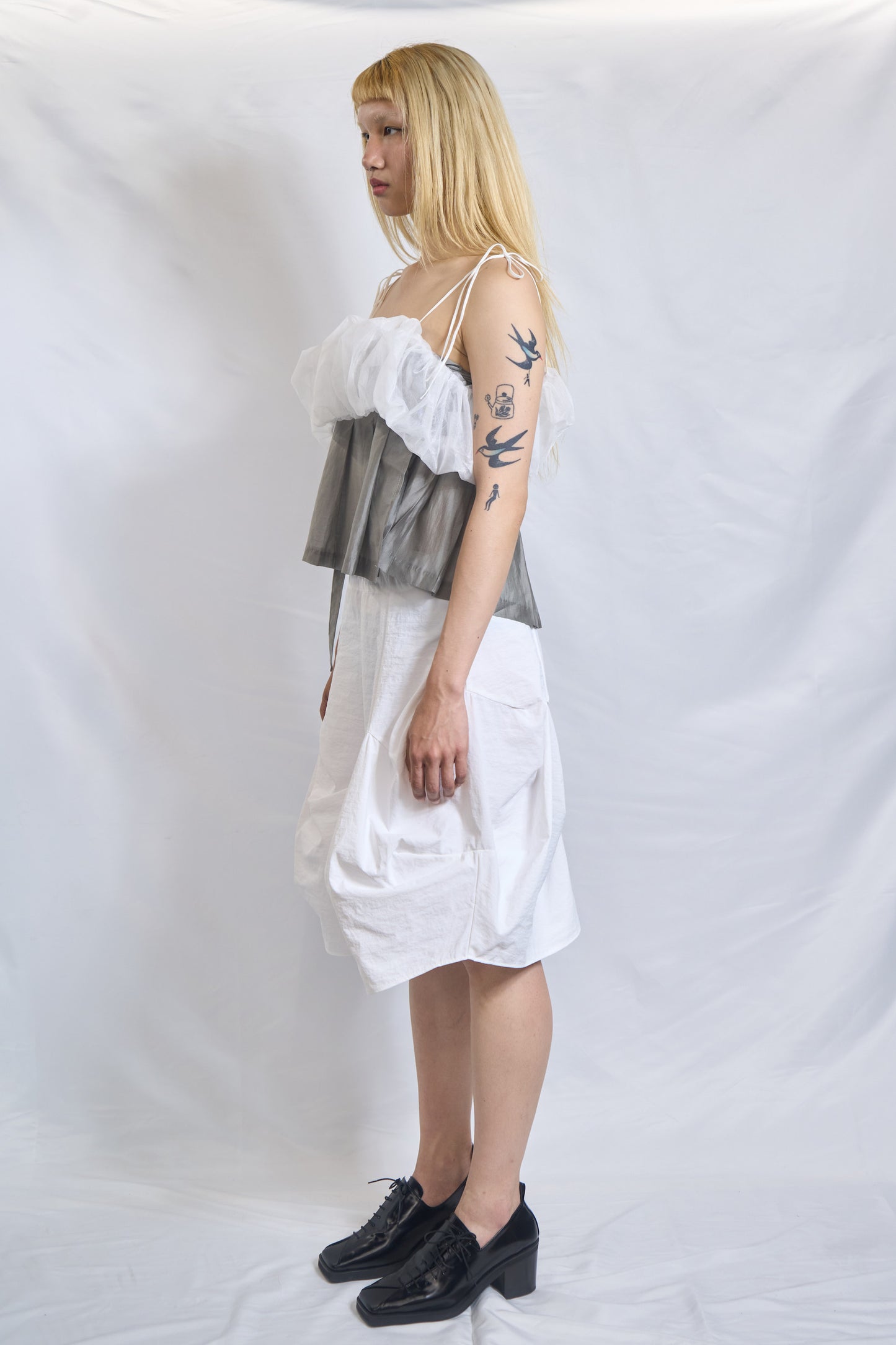 Volume Sheer Organza Crop Top