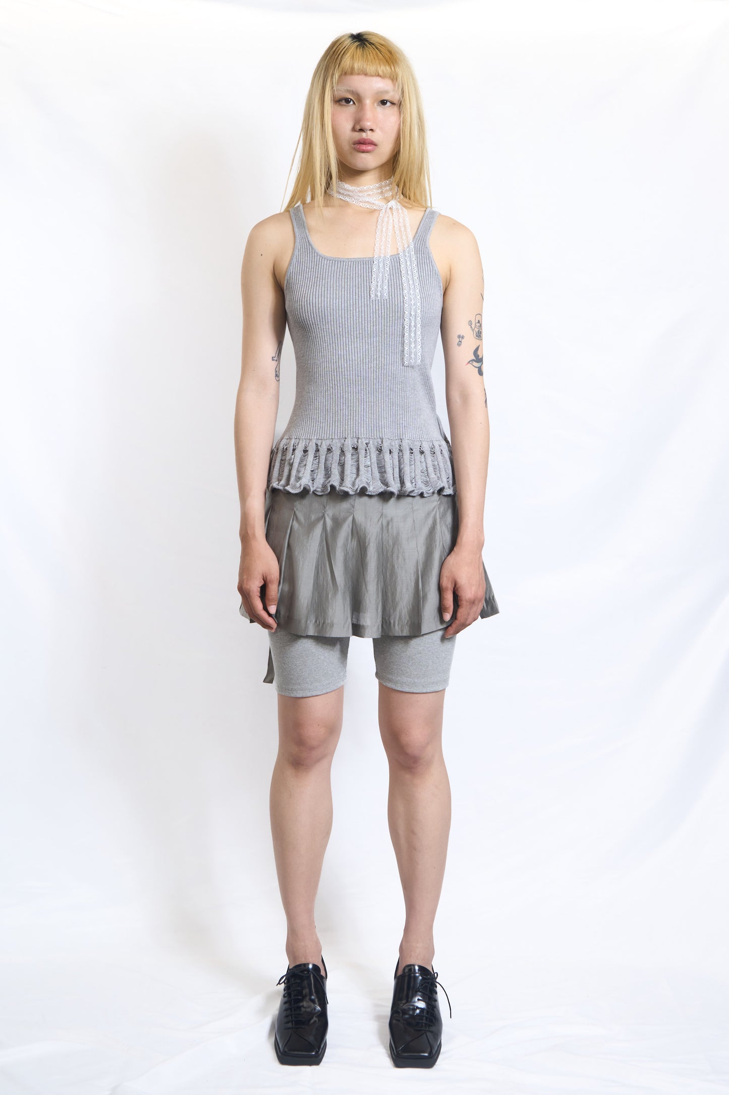 Pleated Sheer Wrap Skirt / Top