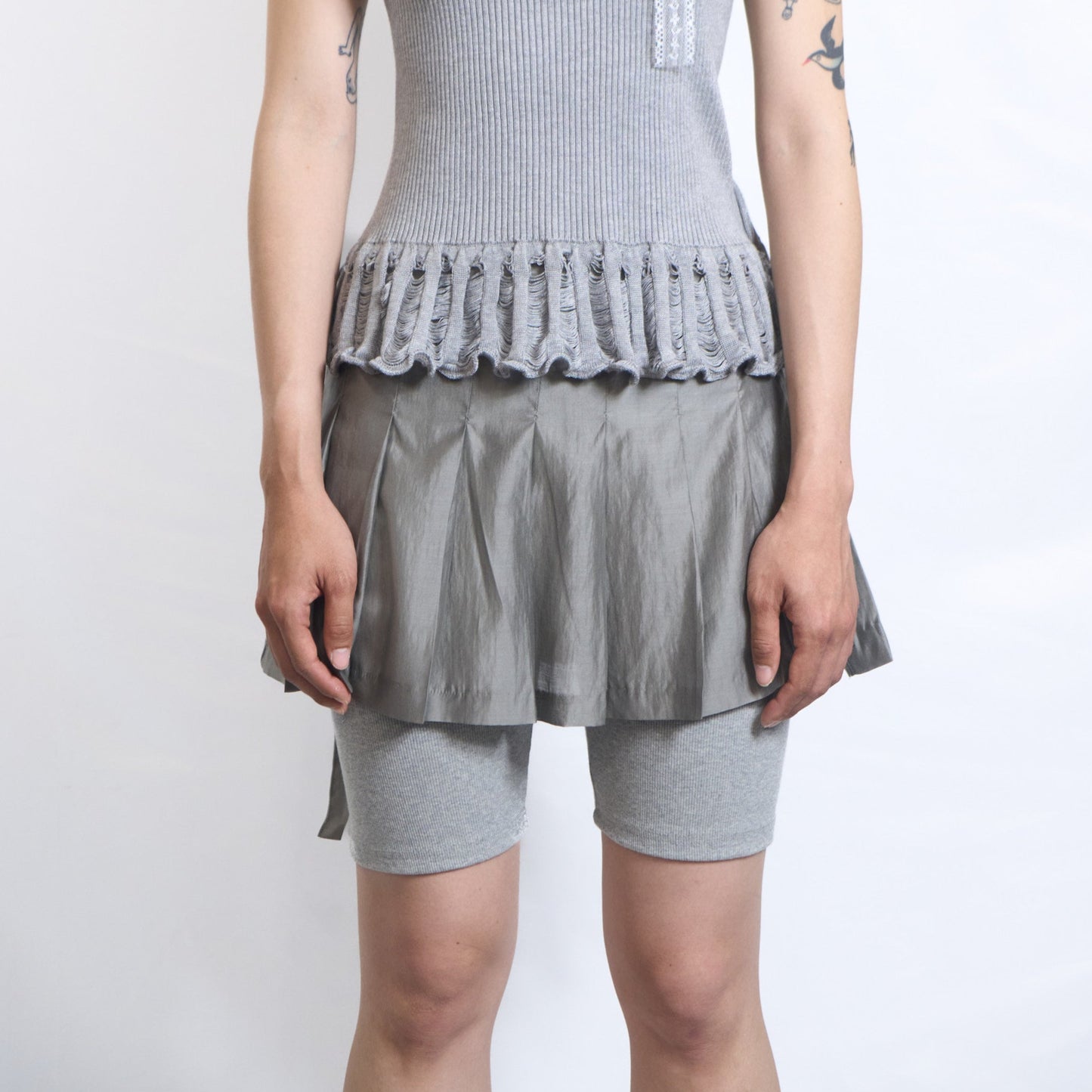 Pleated Sheer Wrap Skirt / Top