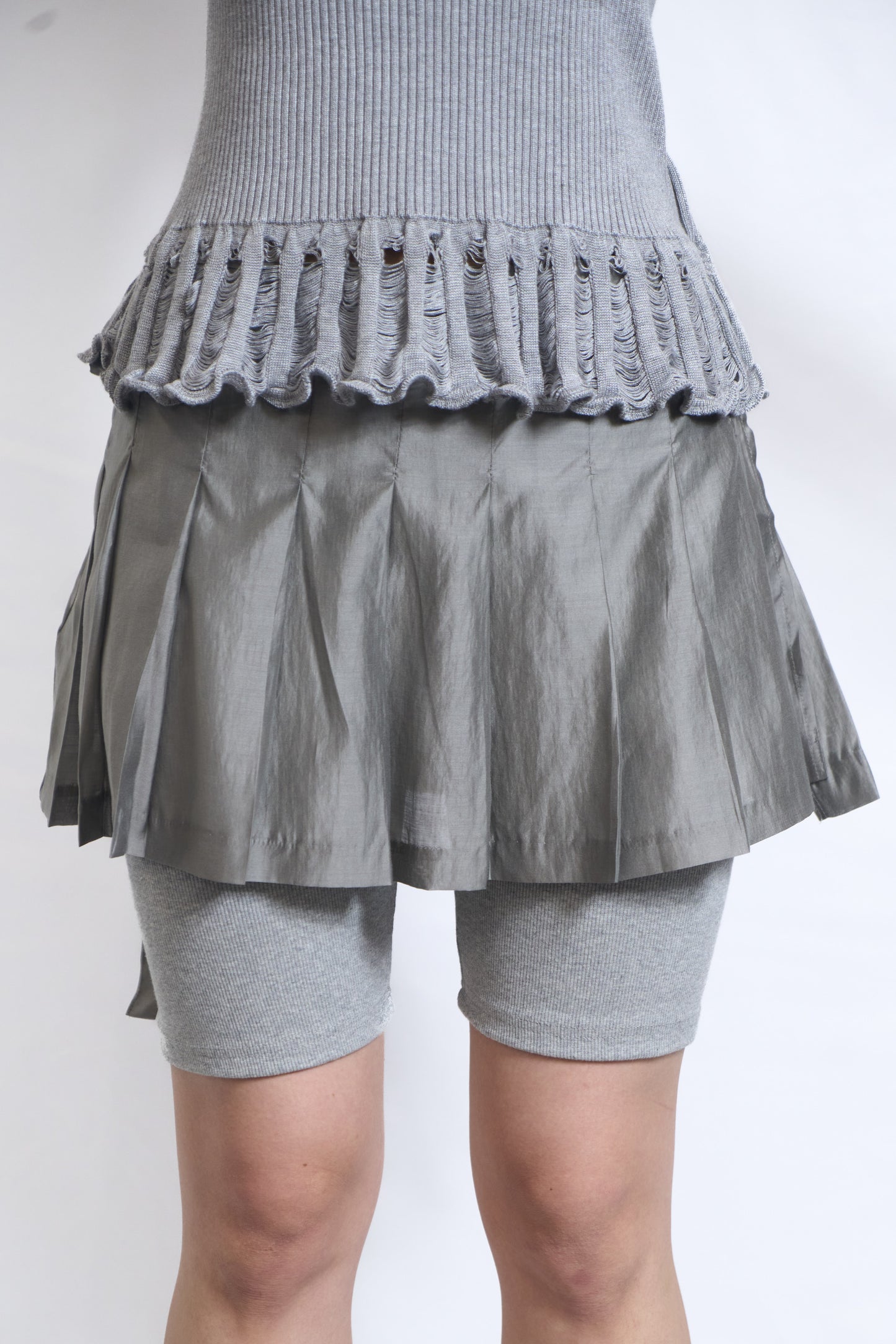 Pleated Sheer Wrap Skirt / Top