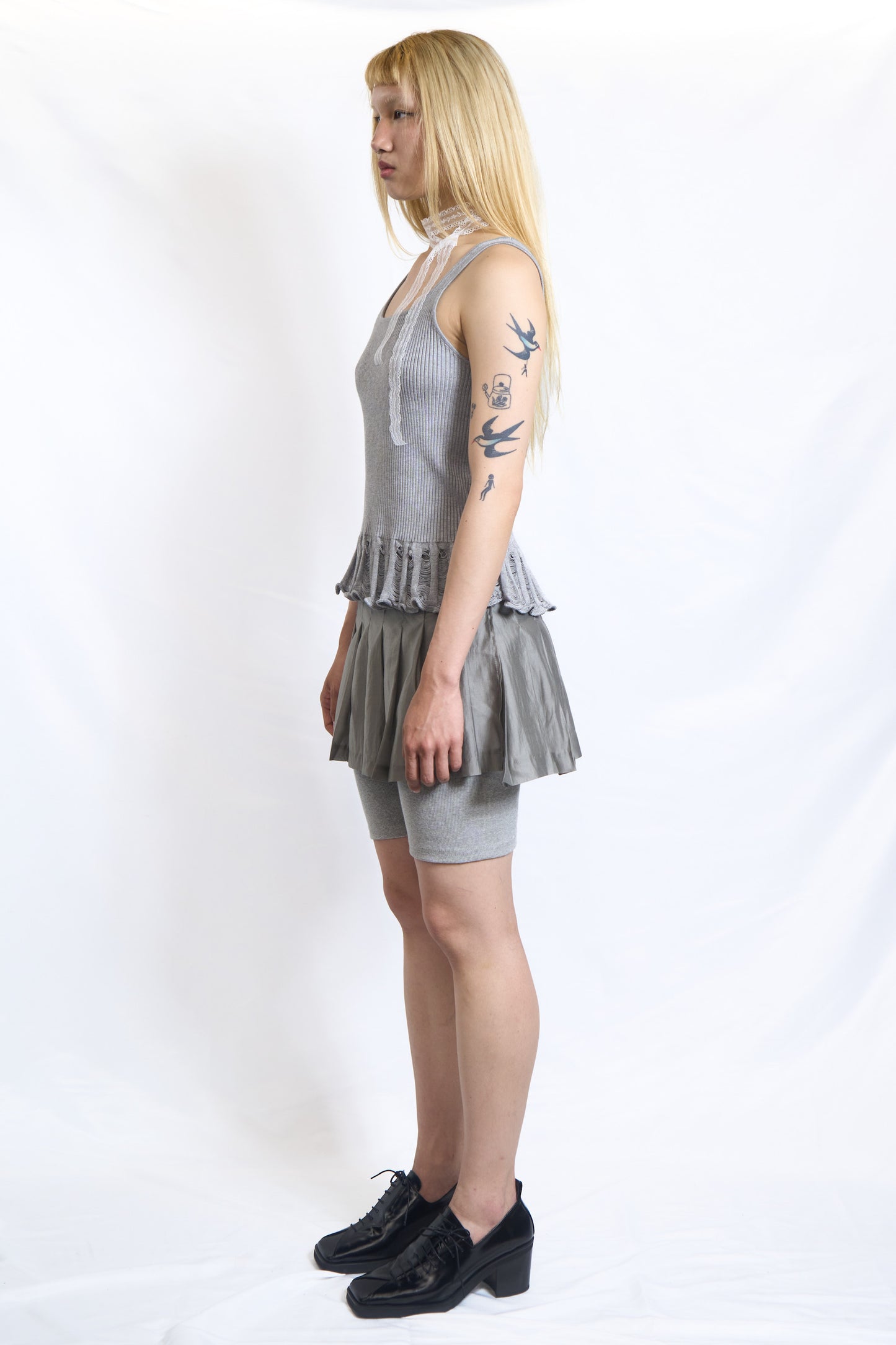 Pleated Sheer Wrap Skirt / Top