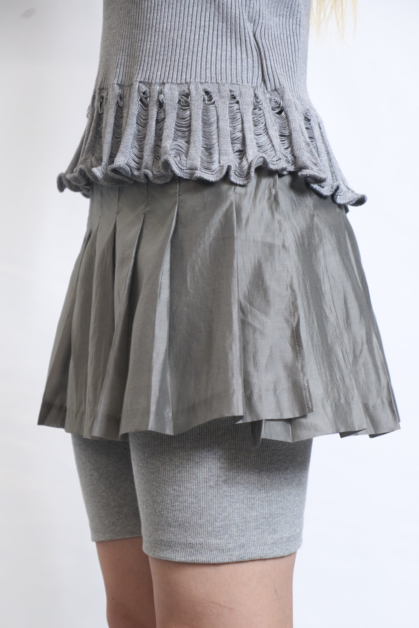 Pleated Sheer Wrap Skirt / Top