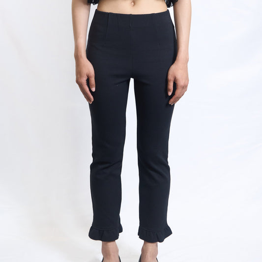 Ruffle-Hem Slim Pants