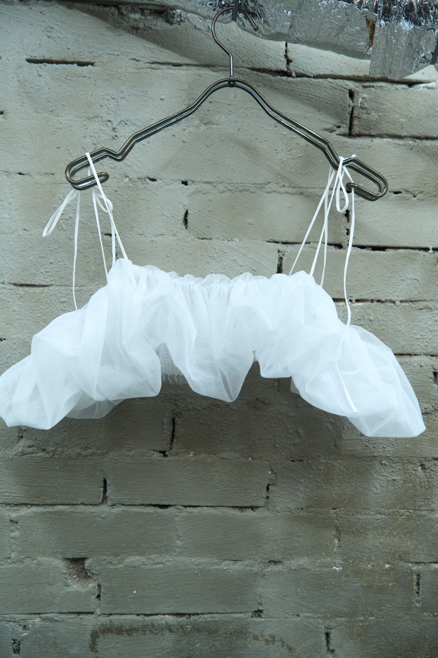 Volume Sheer Organza Crop Top