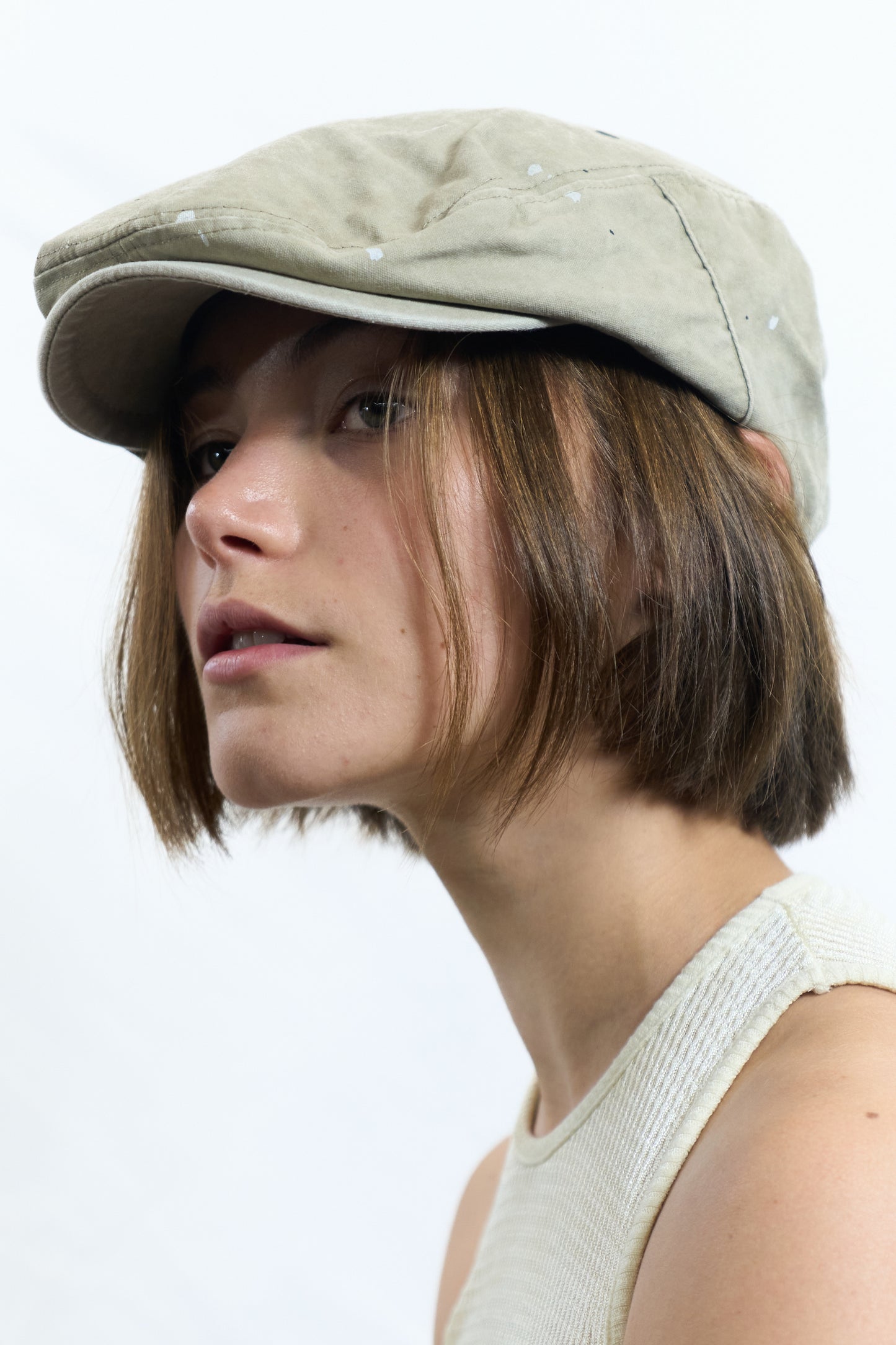 Washed Splatter Dot Cap Beige