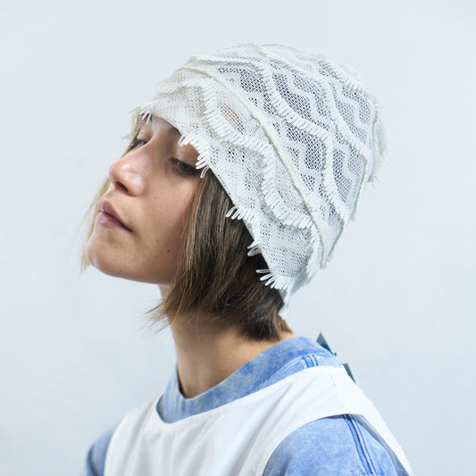 Lace Wave Beanie Ivory