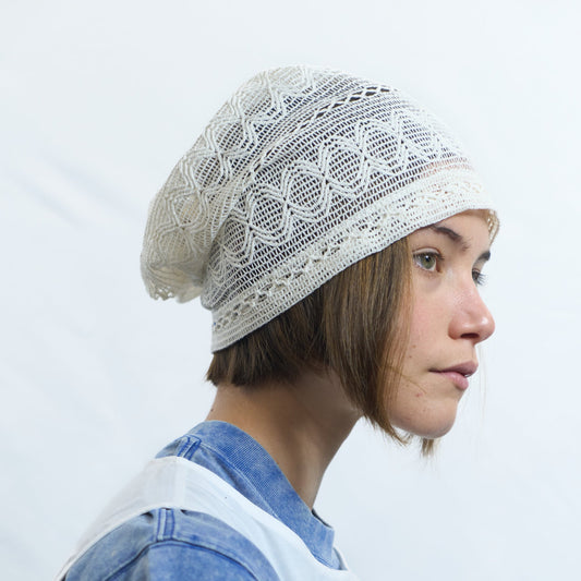 Lace Curtain Beanie Ivory