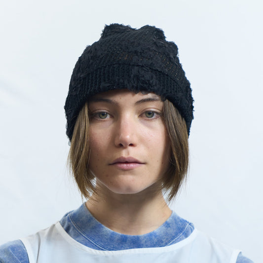 Rose Grid Beanie Black