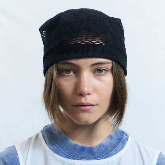 Lace Curtain Beanie Black