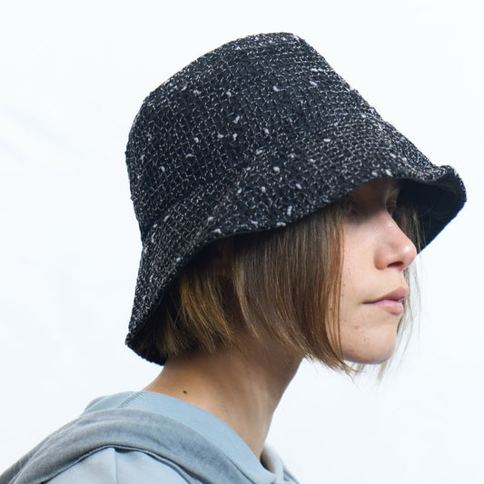 Woven Tweed Bucket Hat Charcoal
