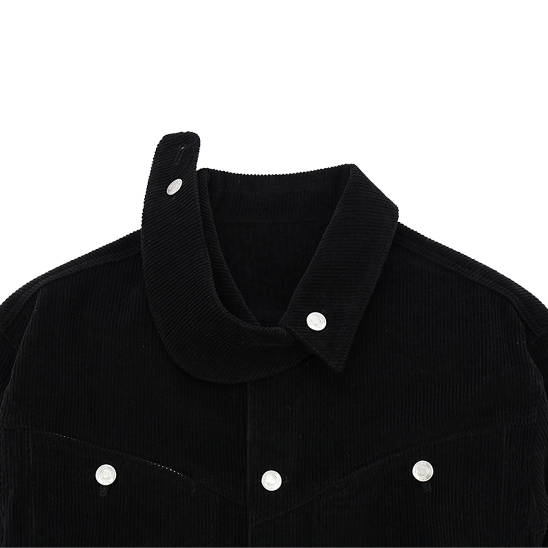 Corduroy panel collar jacket_ver imabalance black