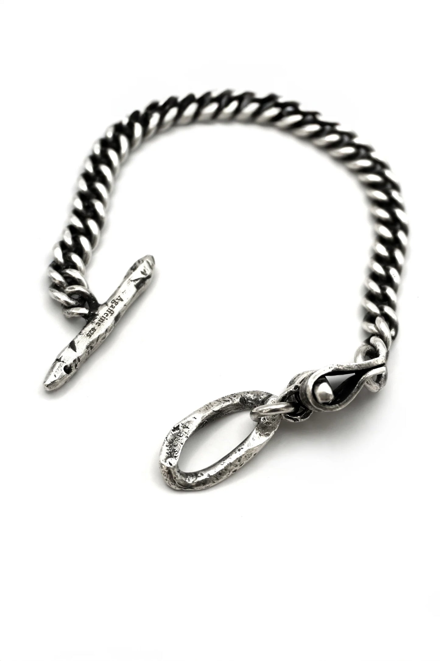 Silver leather buckle chain bracelet