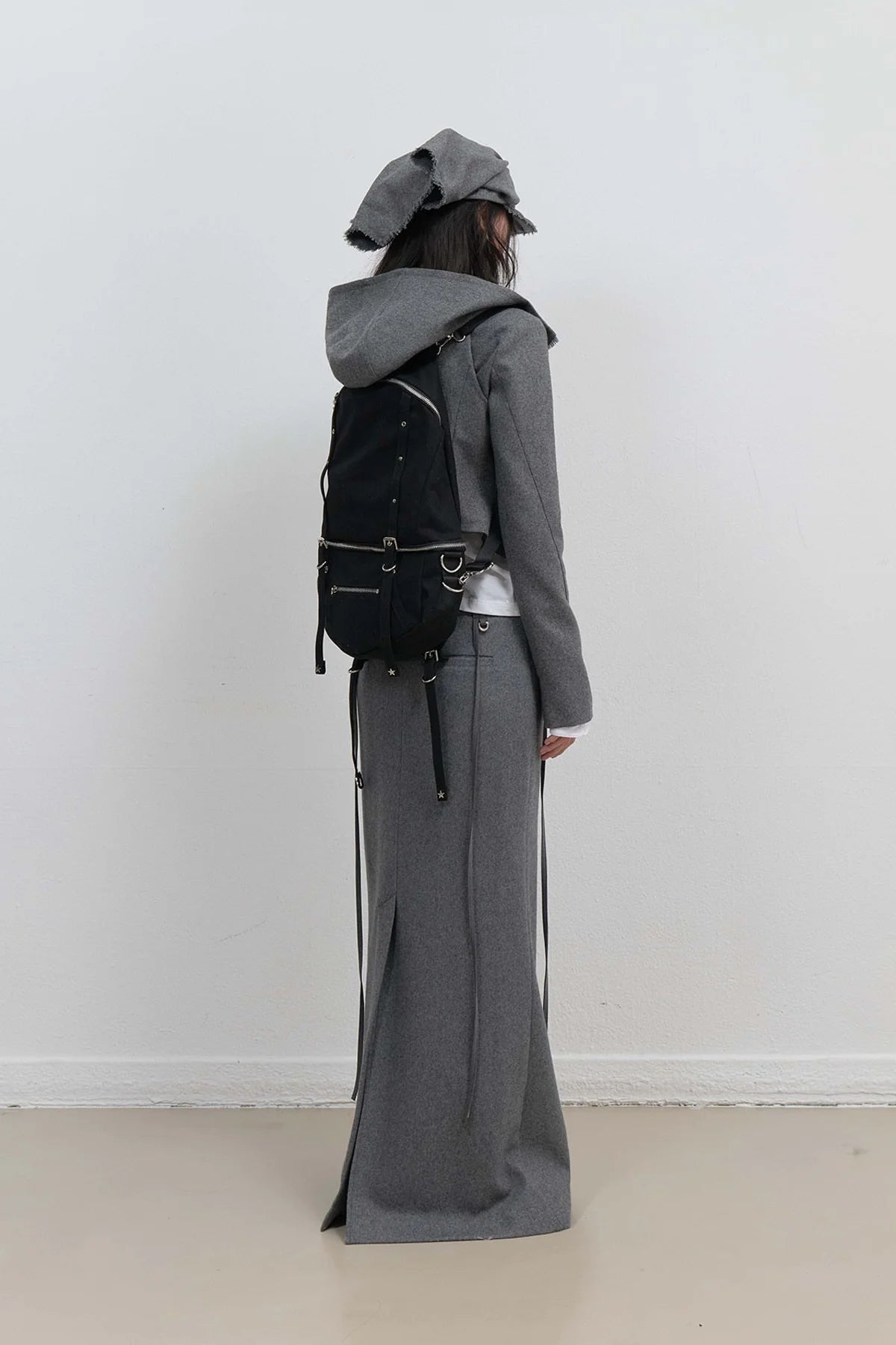 LAYERED BOLERO WOOL JACKET - GREY