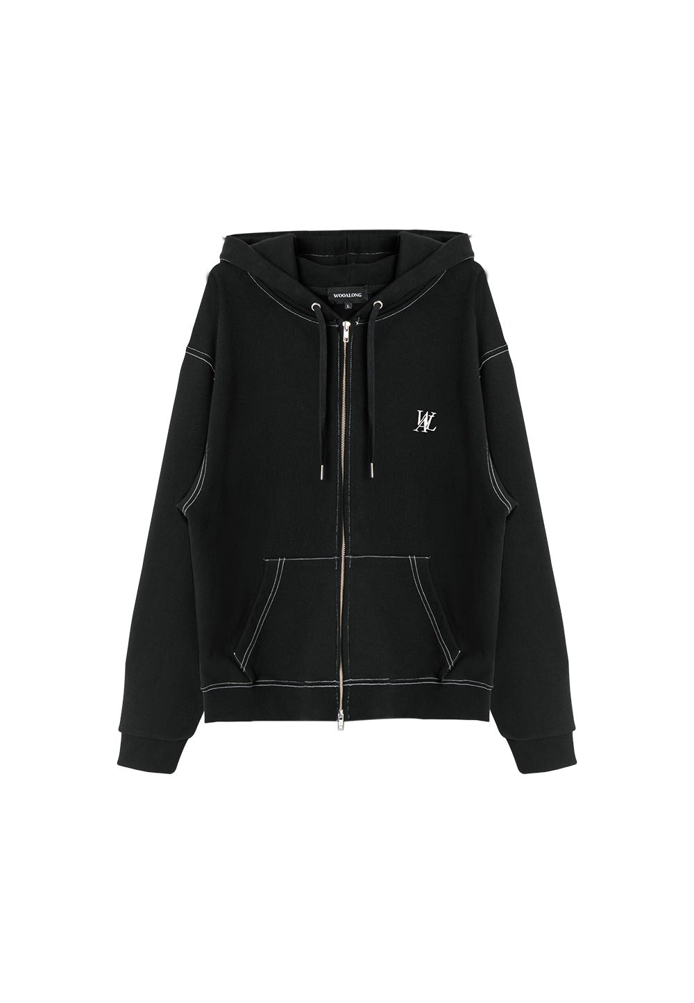 WAL signature stitch hood zip-up black