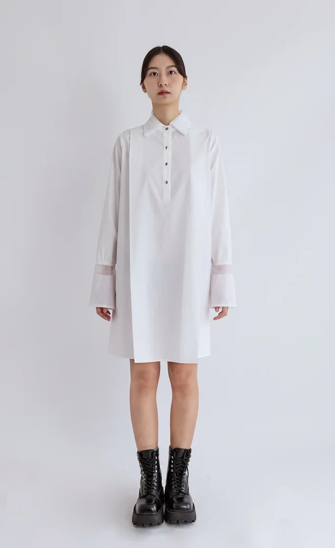 Organza shirt dress-white