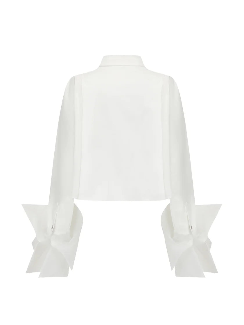 Organza cropped shirt-white