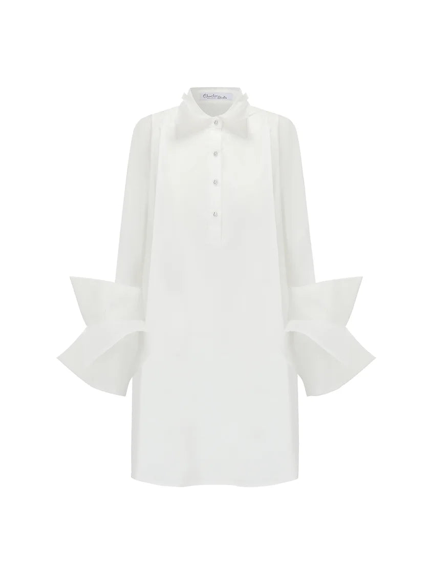 Organza shirt dress-white