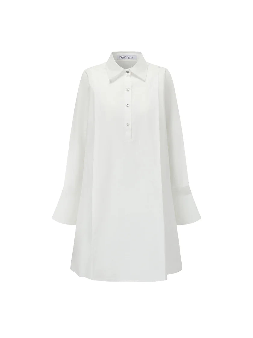 Organza shirt dress-white