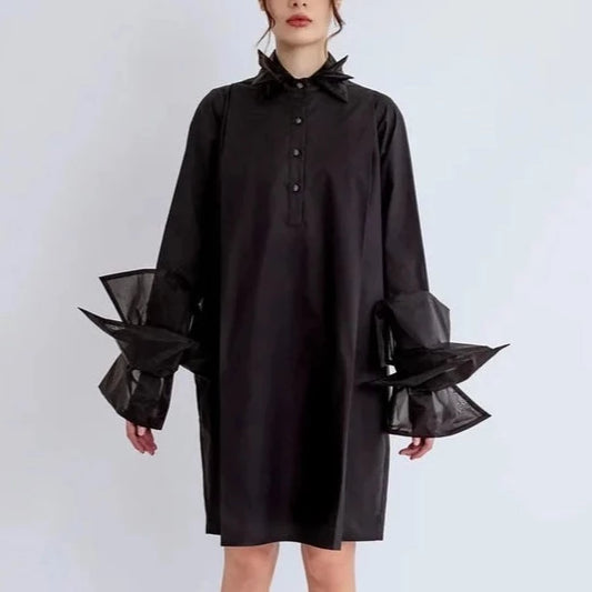 Organza shirt dress-black