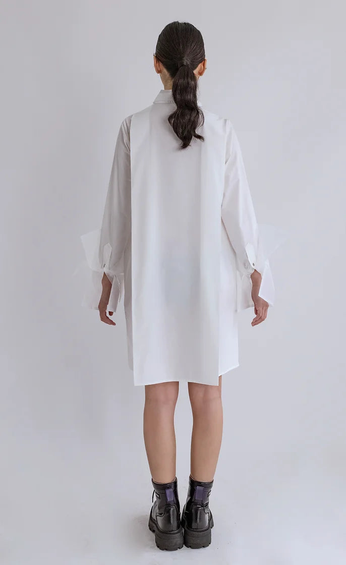 Organza shirt dress-white