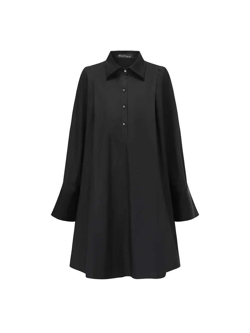 Organza shirt dress-black