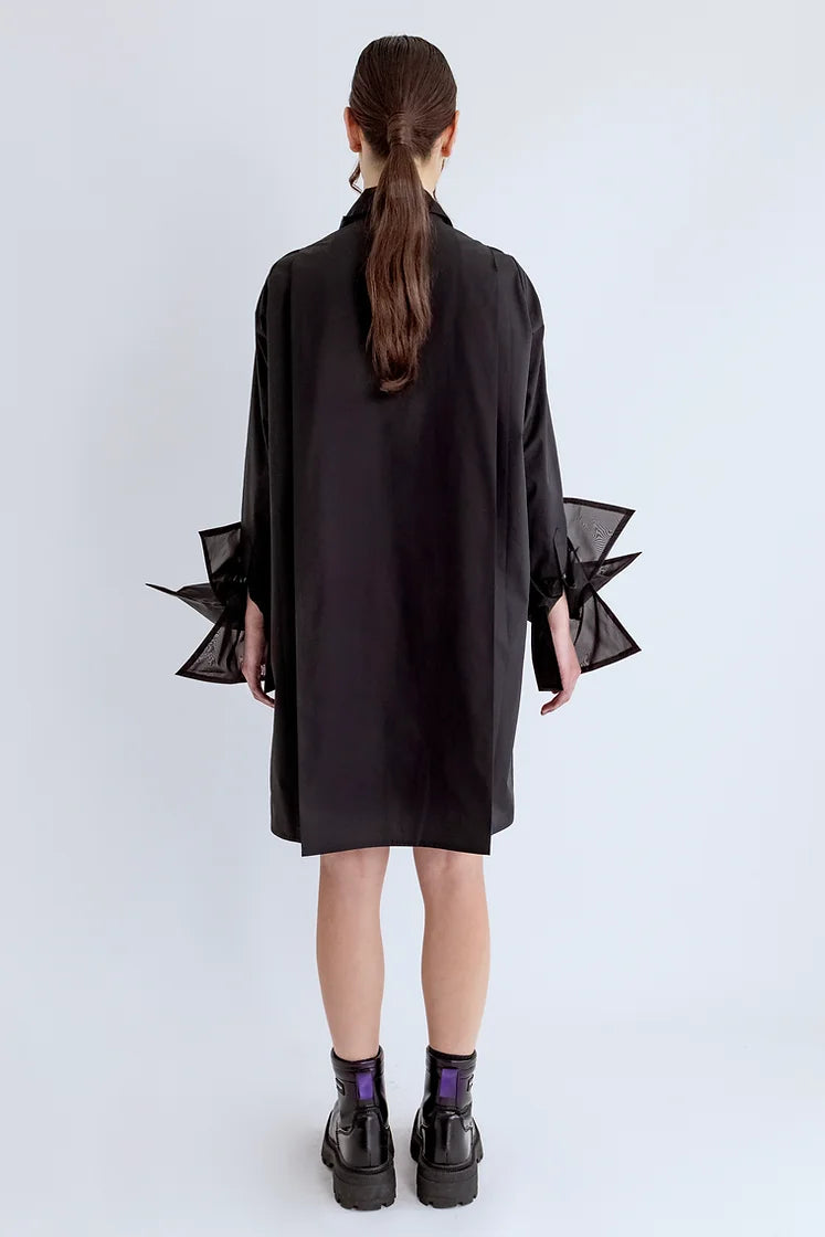 Organza shirt dress-black