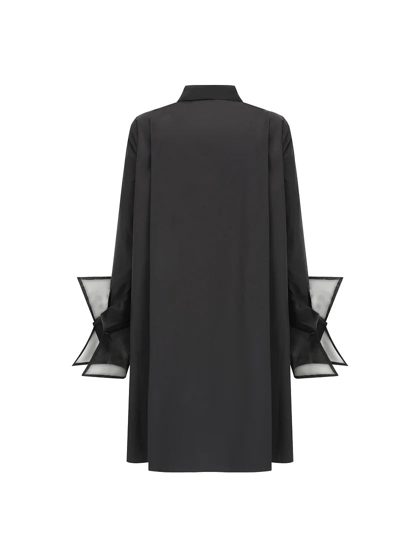 Organza shirt dress-black