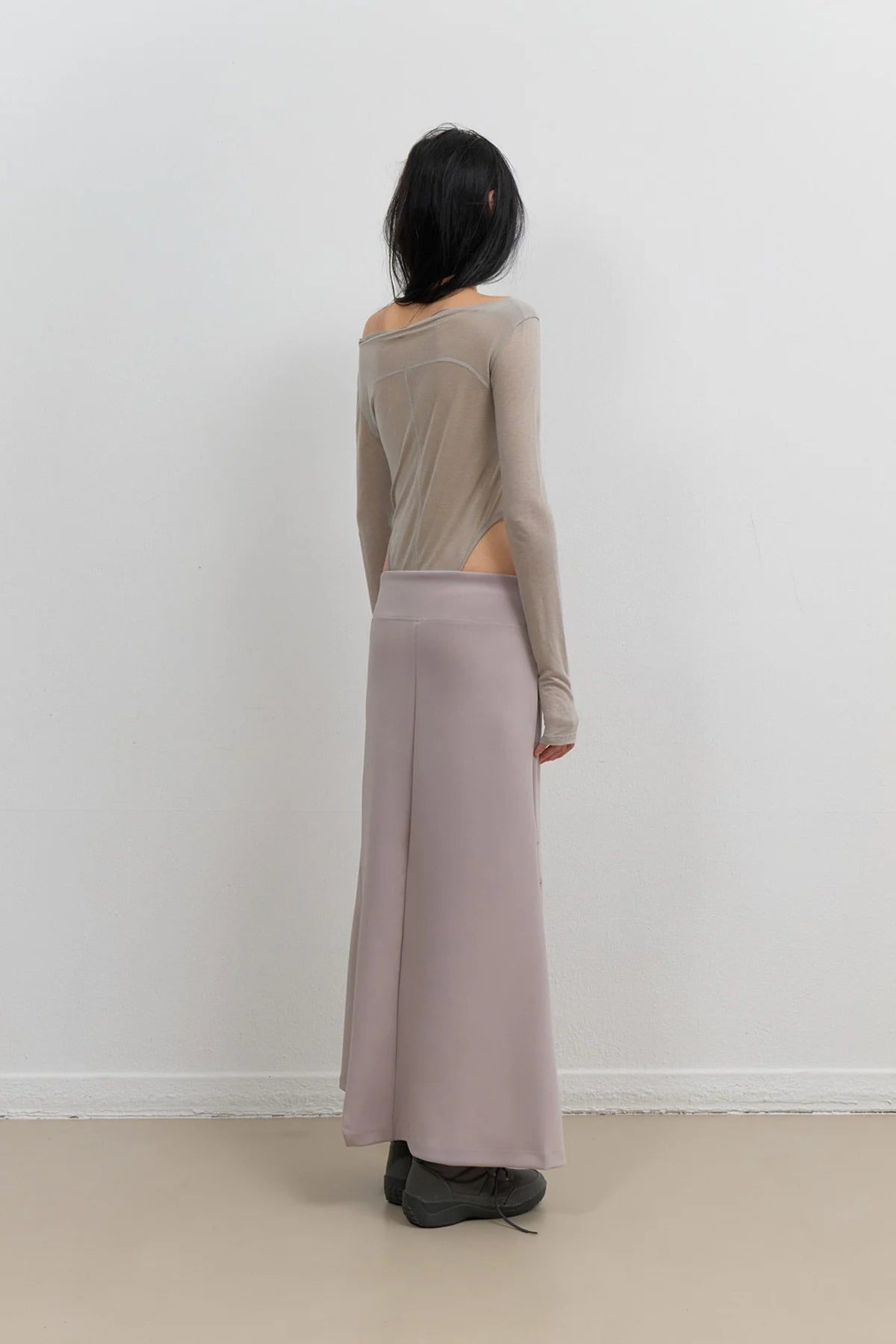 ASYMMETRIC MERMAID JERSEY SKIRT - BEIGE