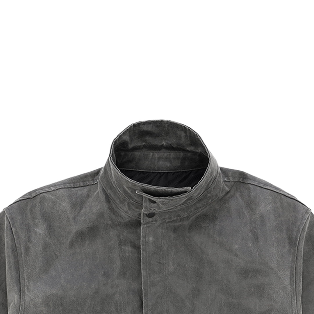 Panel collar field coat_ver imbalance (washed leather)