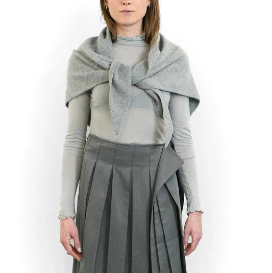 Light grey knit drape scarf