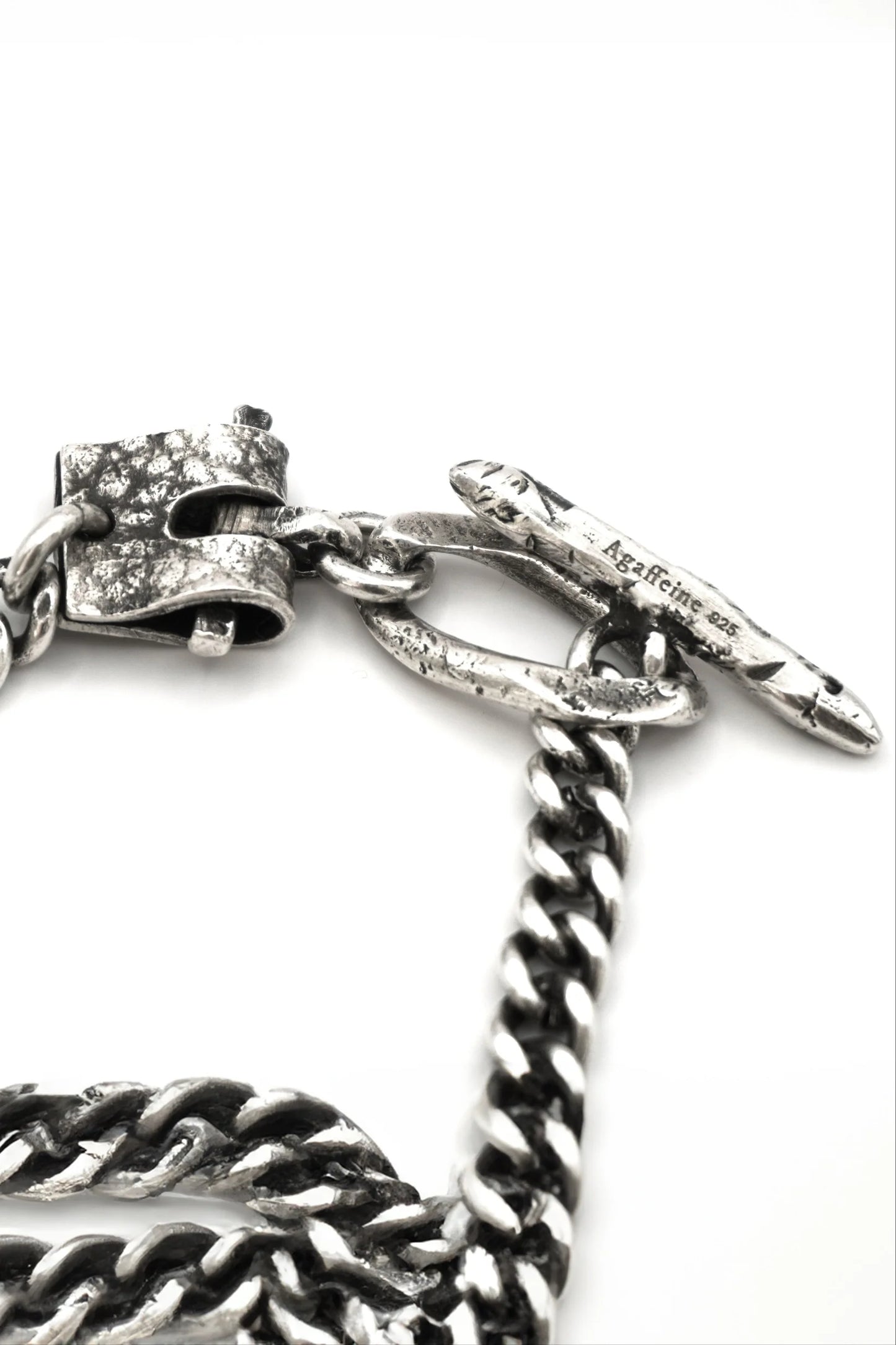 Silver leather buckle chain bracelet