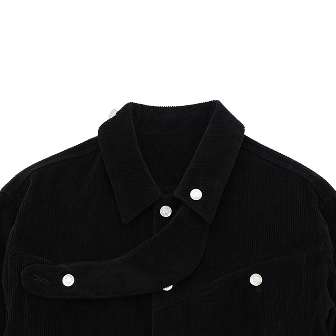Corduroy panel collar jacket_ver imabalance black