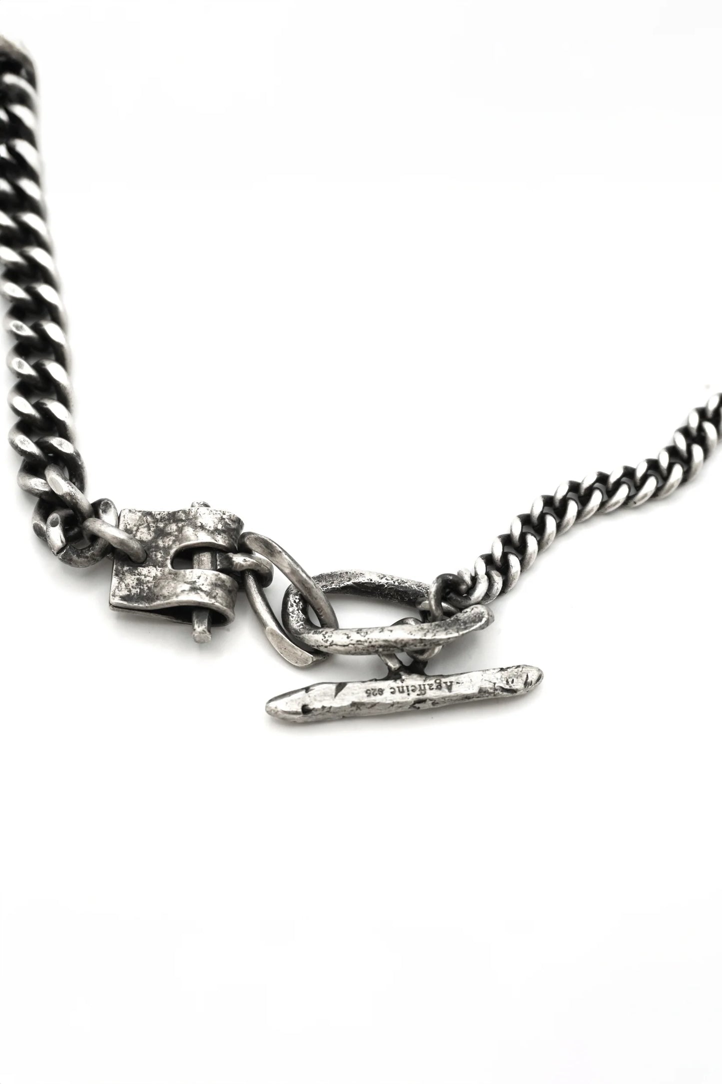 Silver leather buckle chain necklace