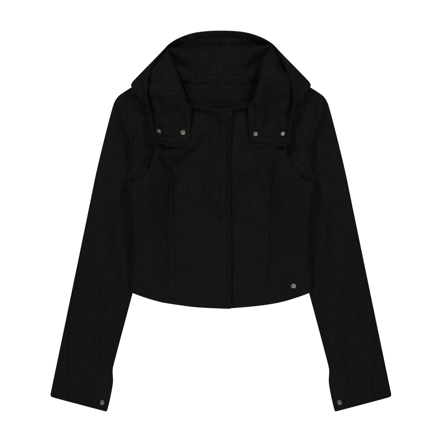 LAYERED BOLERO WOOL JACKET - BLACK